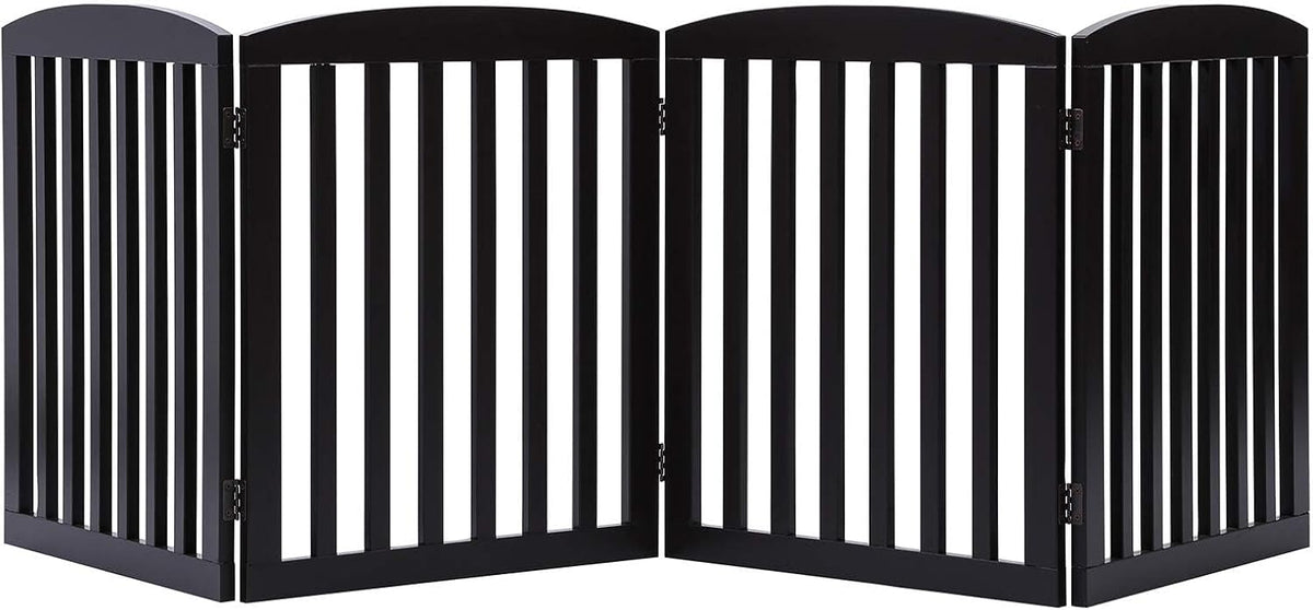 PAWLAND Wooden Freestanding Foldable Pet Gate for Dogs, 24 Inch H, 4 Panels