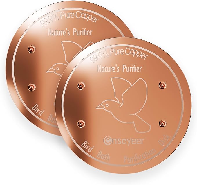 2-Pack Upgraded Bird Bath Copper Disks, 0.8mm Reinforced 99.99% Pure Copper by ENSAYEER