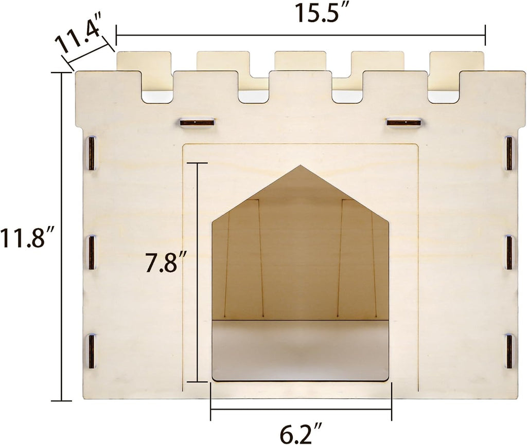 Yesland Rabbit Hideout Castle, Wooden Bunny Houses and Hideouts, Detachable Small Animal Play Hideaway Hut and Playhouse for Indoor Bunnies Guinea Pig Hamster Chinchilla Gerbil