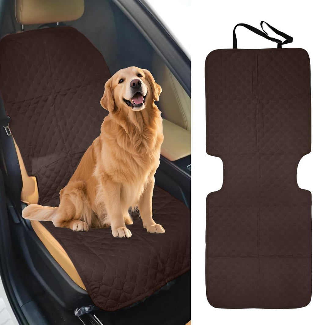 Dog Car Seat Cover, Scratch-Proof Front Seat Cover for Pets, Coffee