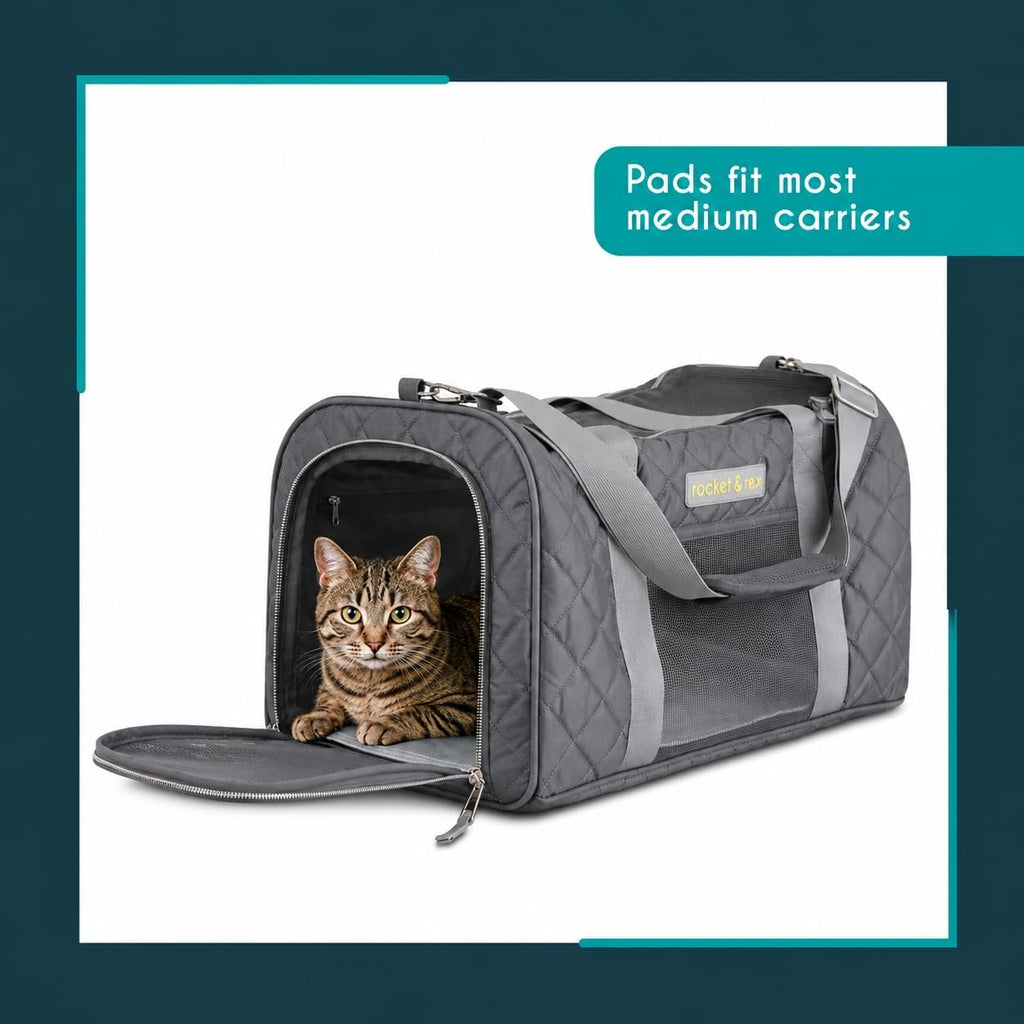 rocket & rex Washable Cat & Dog Carrier Pad, Reusable Liner Insert (2pk)