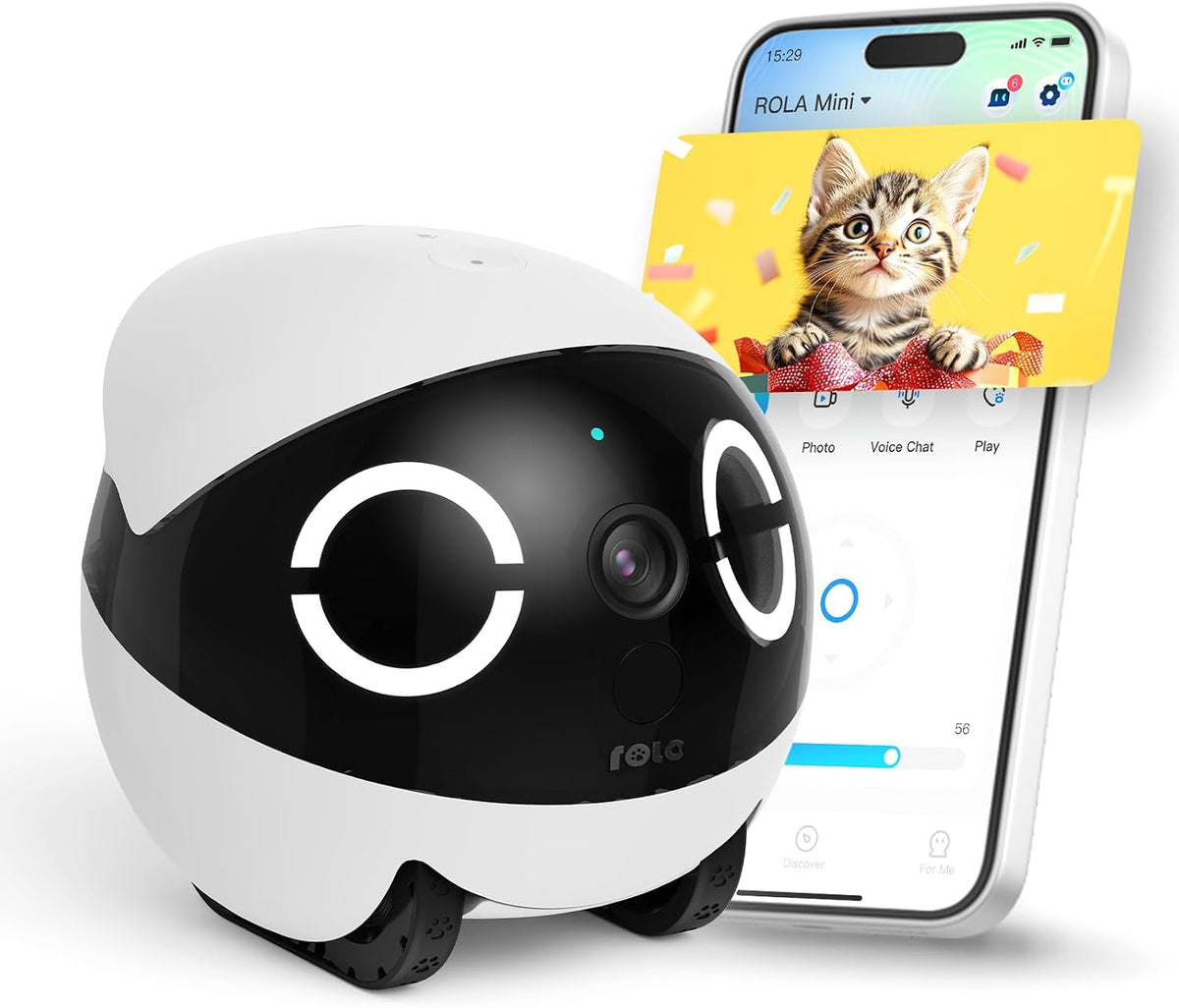 Enabot EBO ROLA Mini Pet Camera Robot: Mobile Pet Companion with 2K Camera