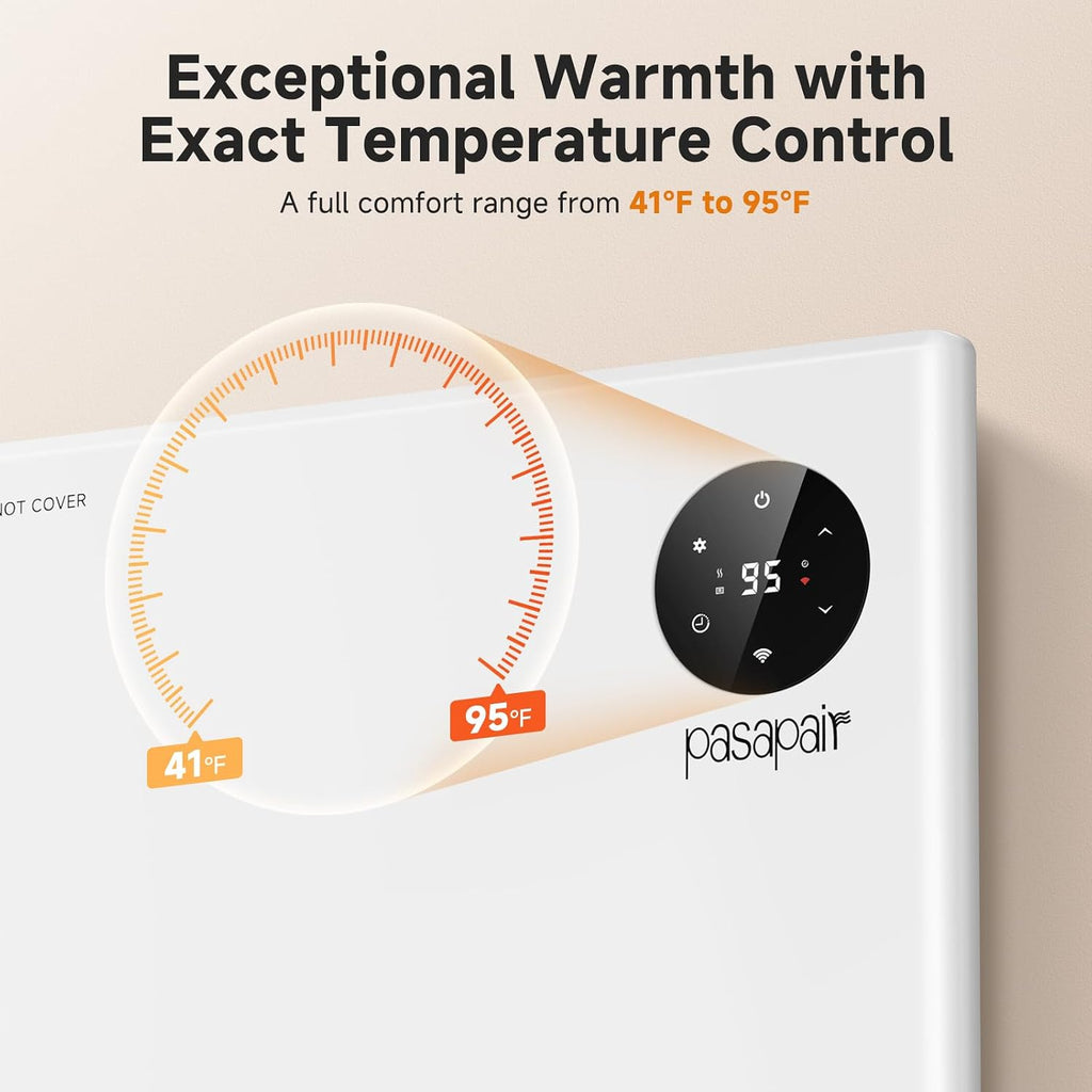 Pasapair 1500W Smart Quiet Convection Panel Heater, WiFi & Alexa, 24H Timer