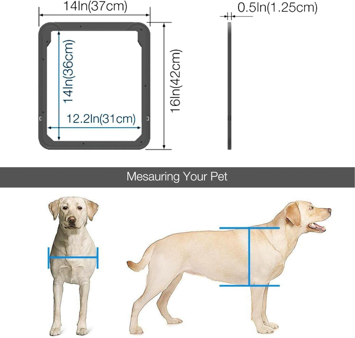 Namsan Dog Door for Screen Door, Passage 12 x 14 inches, Doggy Door for Sliding Door, Pet Screen Window, Magnetic Flap Auto Closing, Screen Door with Doggie Door Built in, Lockable, Black