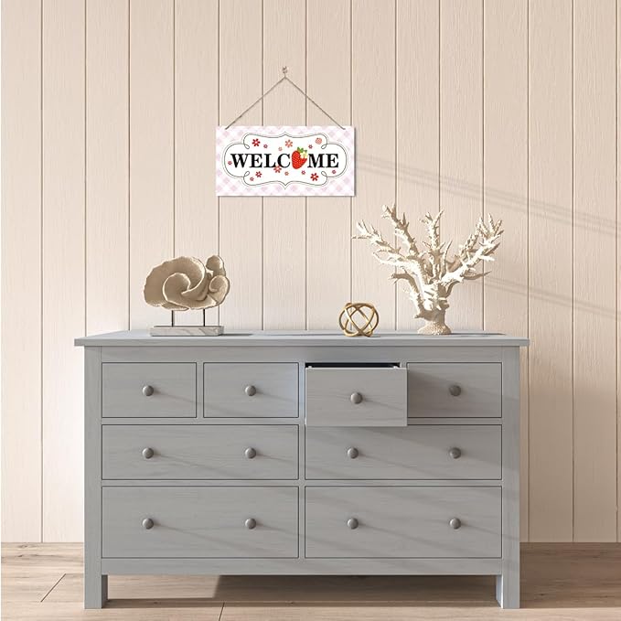 Welcome Sign for Front Door, Welcome Decor Wooden Hanging Sign for Girl Room - Image 5