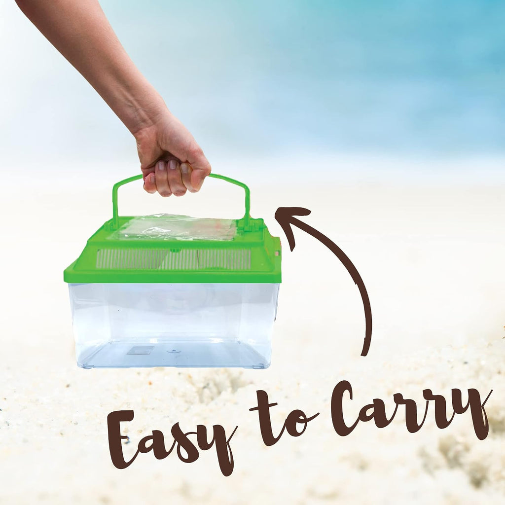 Needzo Hermit Crab Tank with Carrier Handles, Plastic Terrariums for Reptiles, Crabs, Lizards, and More, 12.5 inches