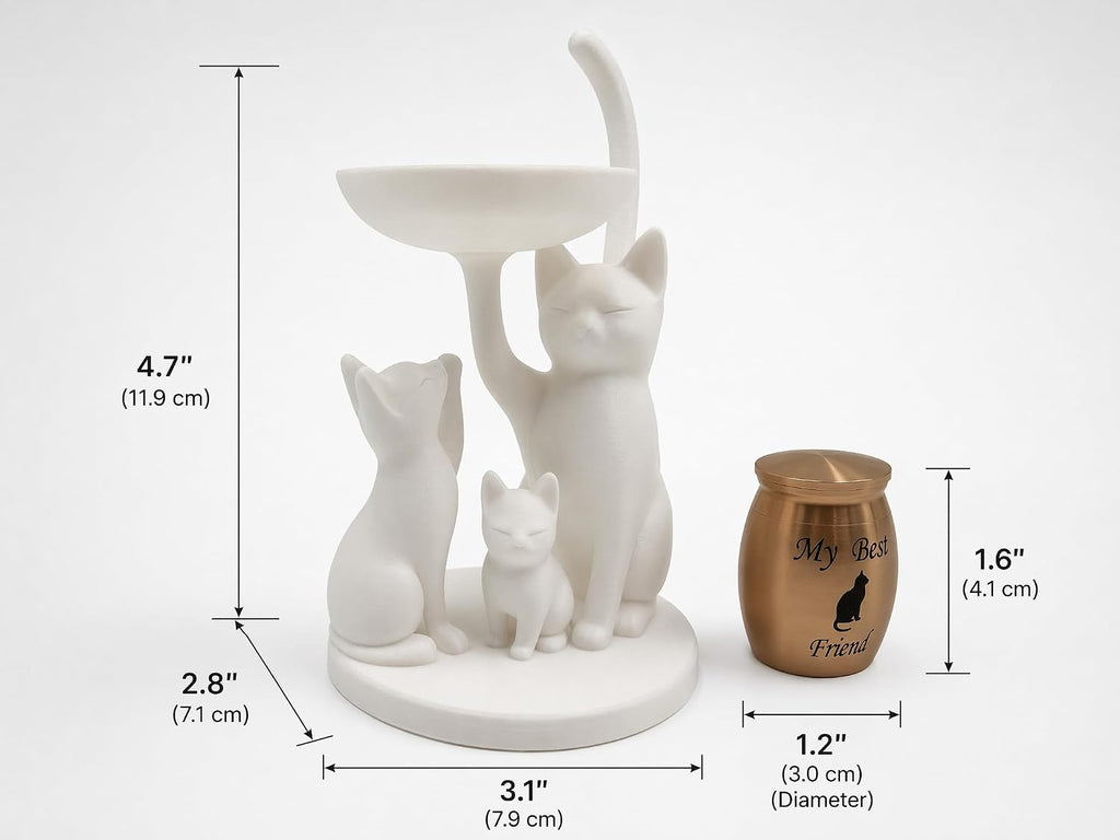 White Cat urn，Cat Memorial,Pet Urn for Cat Ashes