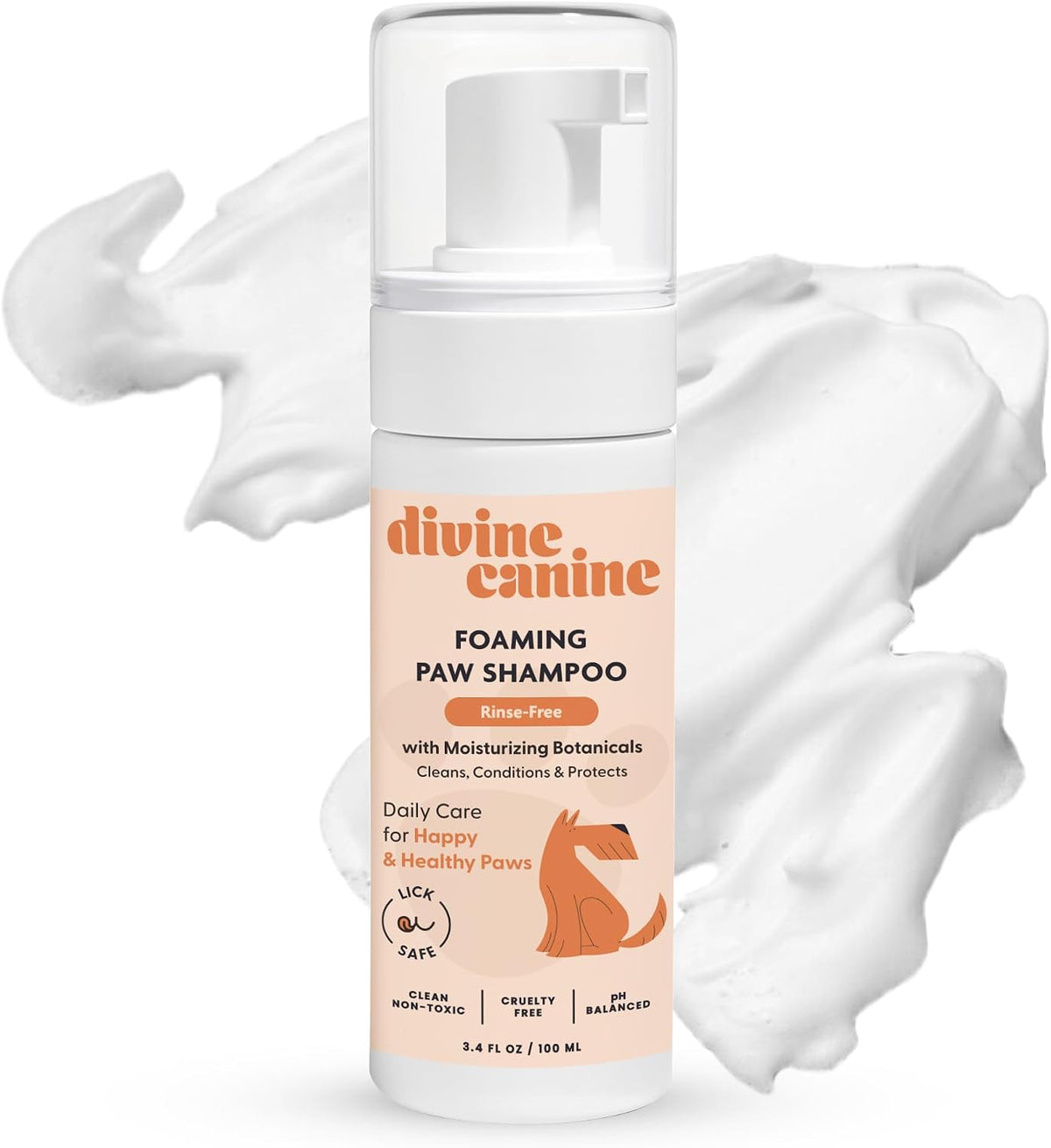 Foam Dog Paw Cleaner - No-Rinse Waterless Wash - 1.7 Fl Oz