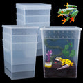 7 Pack Large Size Reptile Feeding Box Gecko Plastic Transparent Breeding Box for Snake Tree Frog Bearded Dragon Lizard Spider Praying Mantis (7.8" x 7.8" x 9.8")
