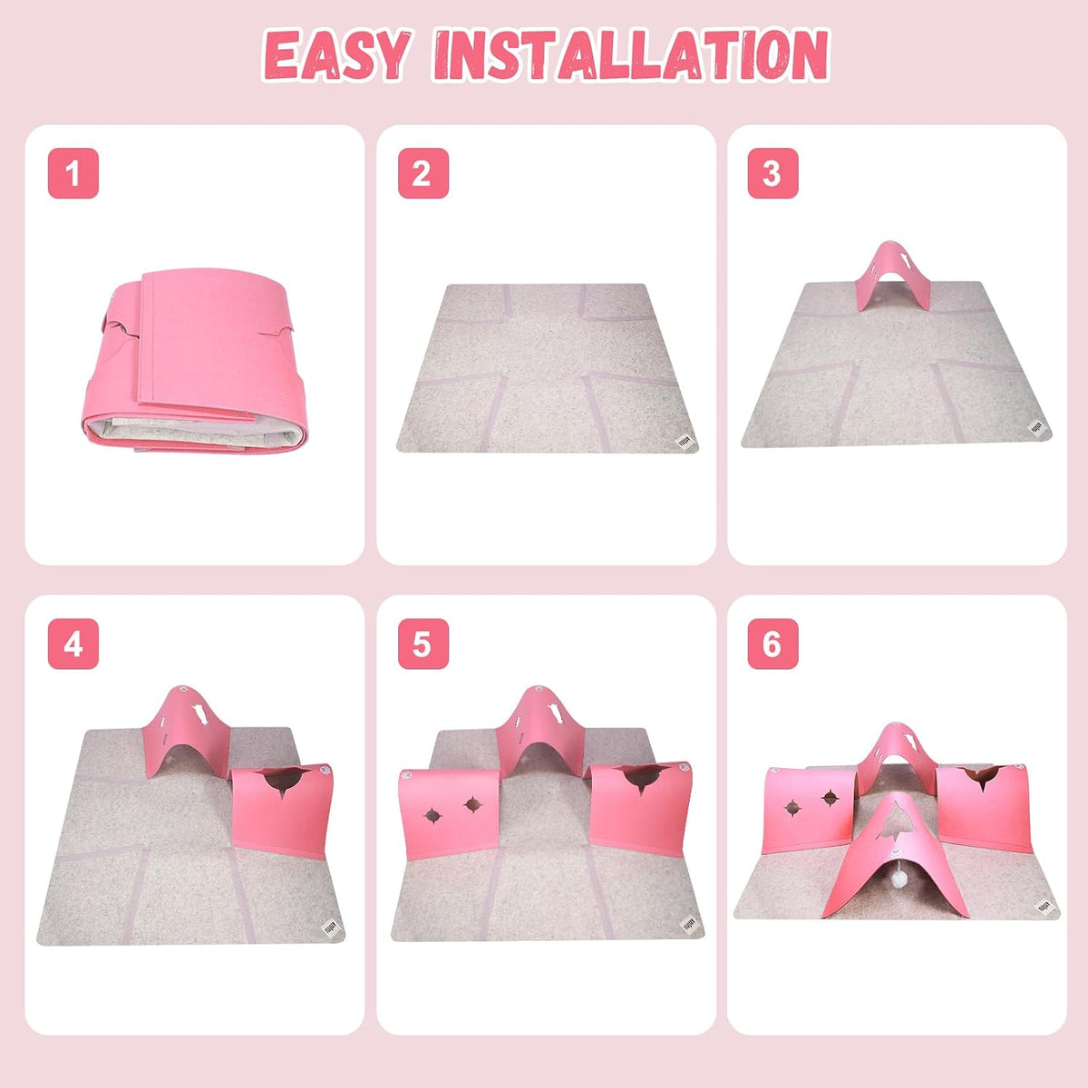 4-Way Cat Tunnels for Indoor Cats, Interactive Toys with Plush Ball