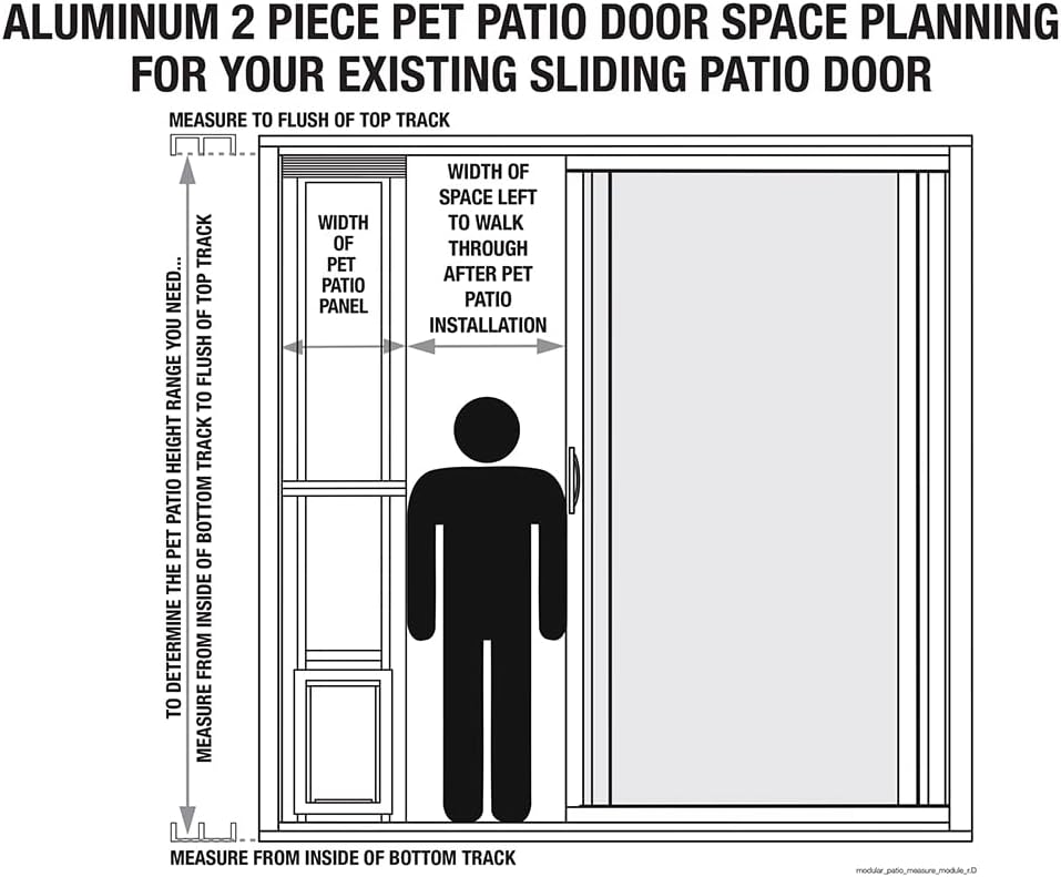 IDEAL PET PRODUCTS Since 1979 Ideal Pet 96” Aluminum 2-Piece Modular Pet Patio Door with Single Pane Glass and Clear Flexible Flap, for Cats or Dogs, 7" x 11-1/4" Flap Size