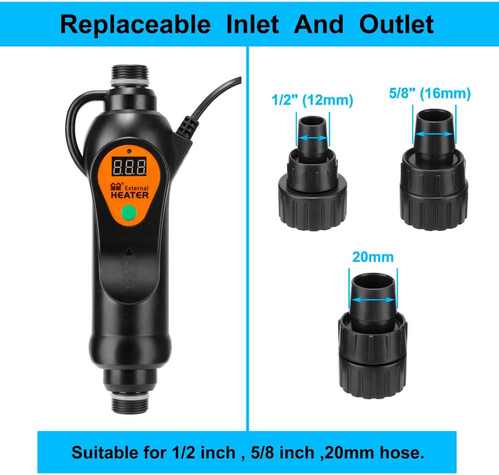 DaToo Aquarium External Heater in-Line Fish Tank External Heater 300W for Canister Filter