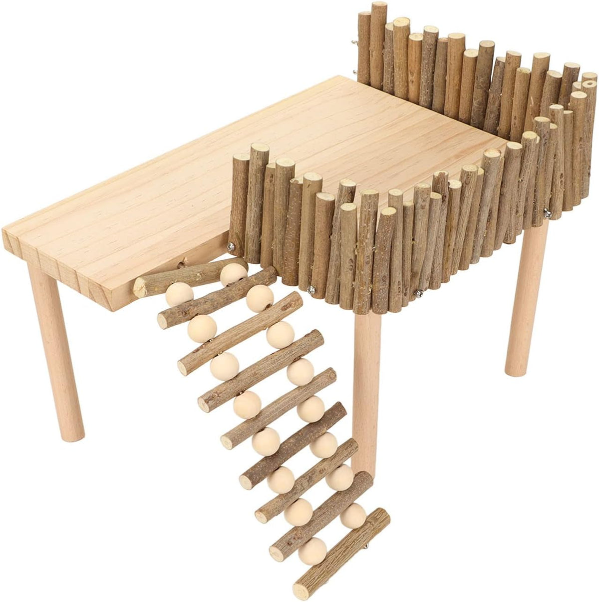 Wooden Hamster Climb Platform, Small Pet Playground for Cage