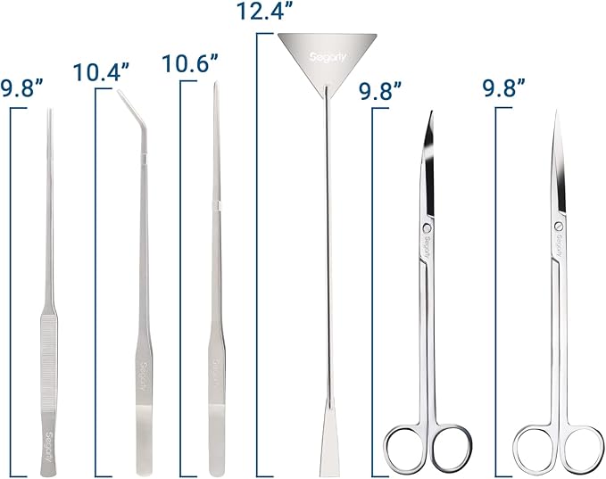 Segarty Aquarium Aquascaping Tools, 6 in 1 Stainless Steel Silver Aquascaping - Image 2