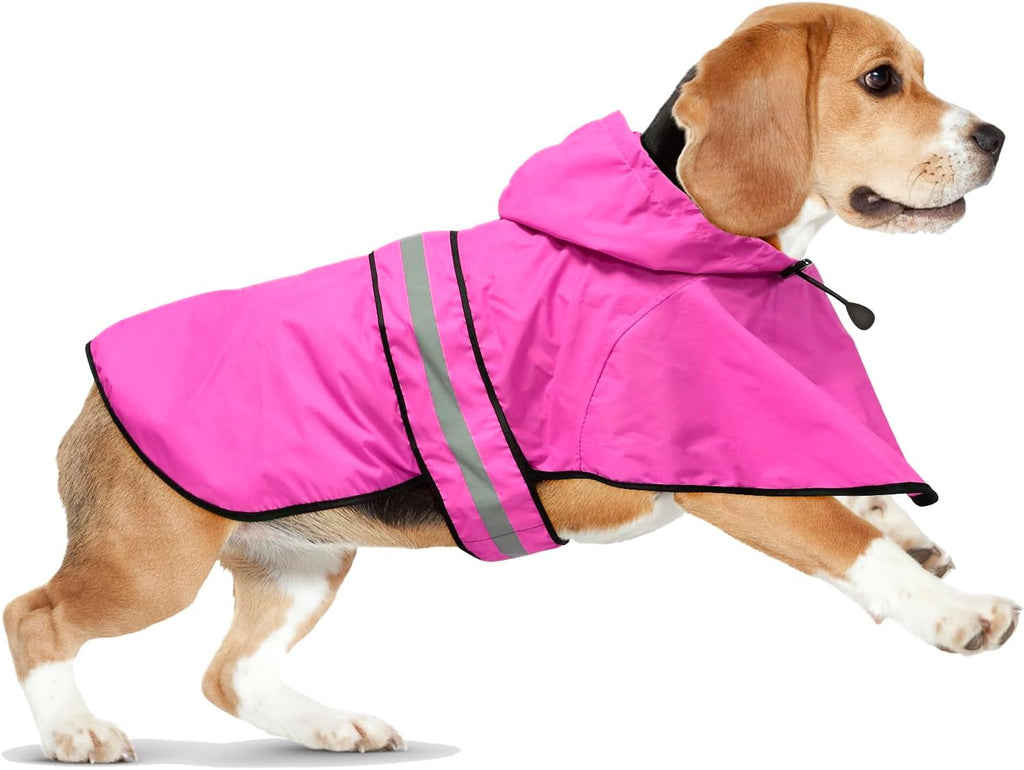 Reflective Dog Raincoats Hooded - Waterproof Lightweight Dog Raincoat Slicker Poncho, Adjustable Safety Dog Rain Coat Jacket for Small, Medium, Large Dogs (Medium, RED)