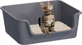 Open-Top Large High Sides Cat Litter Box with Low Entrance, Suitable for Small and Elderly Cats, Anti-Splash, 19.8” x15.6”x7.3” for Indoor Use (Grey（Moon Gray）)