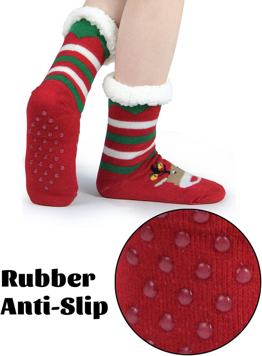 Slipper Socks for Women with Gripper Thick Fuzzy Christmas Gift