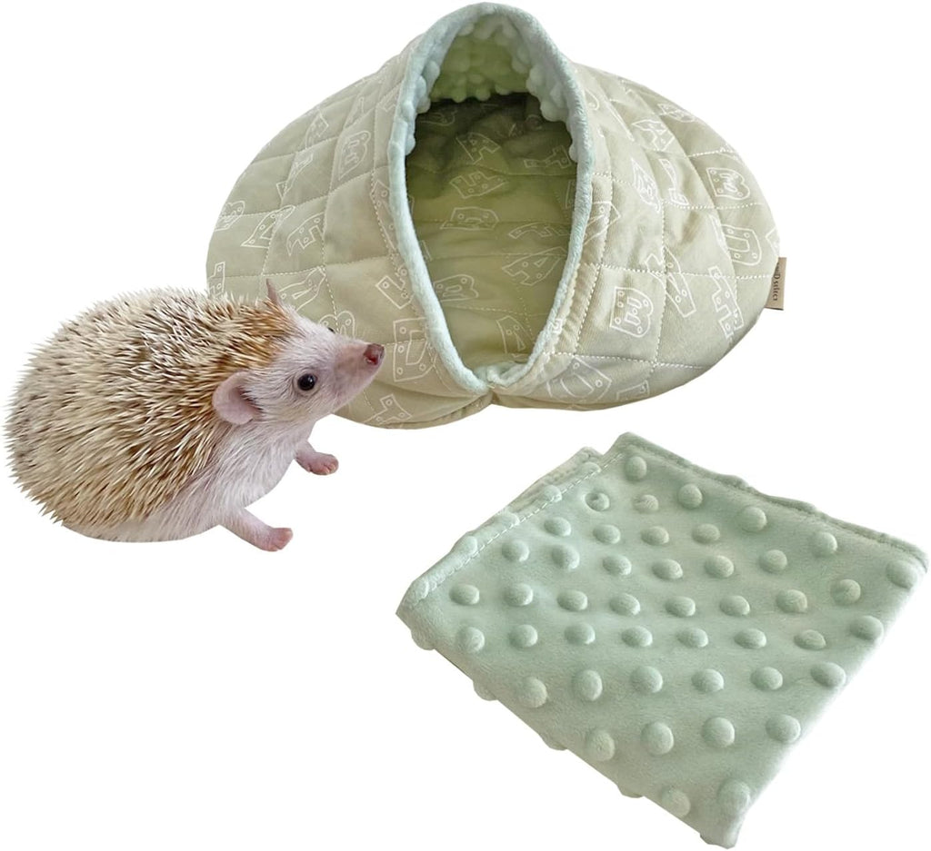 Cuddle Sack Sleeping Bag Pouch Hideout Cave for Hedgehog, Sugar Glider, Hamster, Rat, Other Small Animal Beds with Flannel Blanket