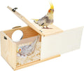 Parrot Nesting Box Cockatiel Nesting Box Bird Breeding Box House Handcrafted Wooden Acrylic Transparent Bird Box with Detachable Wooden Board for Parakeets Cockatiel Budgie Conure Parrot L