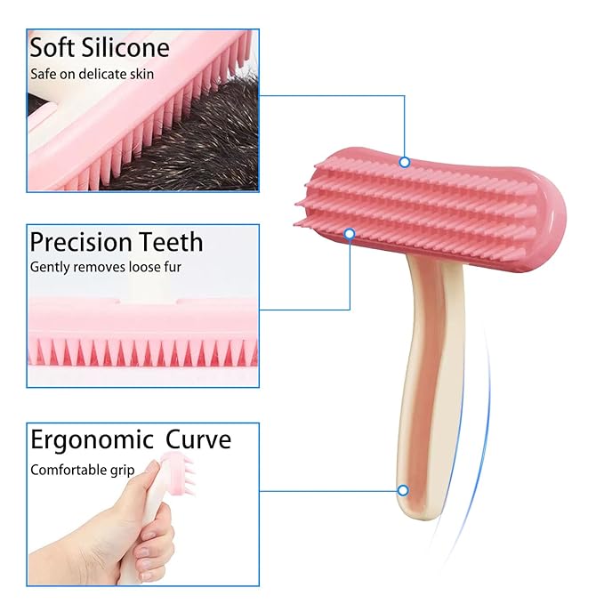 2 Pack Bunny and Chinchilla Grooming Brush – Soft Silicone De-Shedding Bath & - Image 3