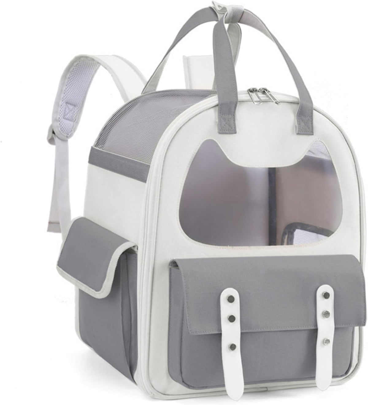 Pet Backpack, TSA-Friendly Canvas Transparent Cat Travel Backpack, Airline Approved Small Dog Travel Bag 15.7x9.1x12.6 Inches with Handles, Breathable for Camping, Outdoor Activities & Air Travel