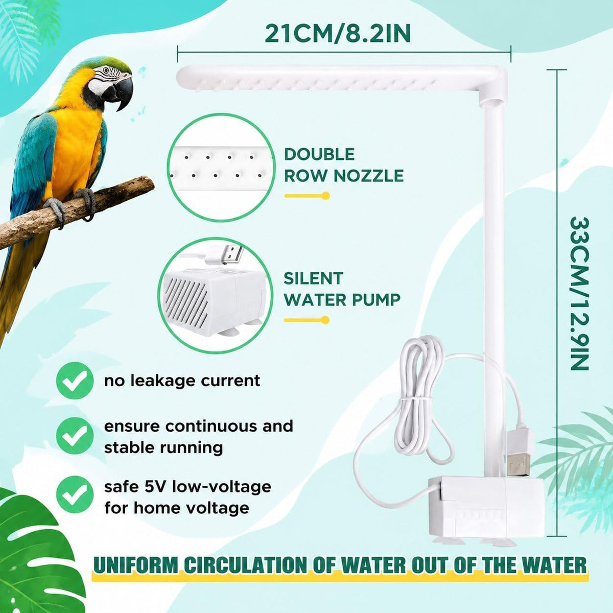 Pacify Automatic Bird Bath Large Bird Shower (Green)