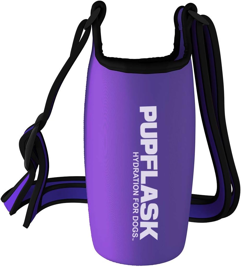Tuff Pupper PupFlask Insulated Neoprene Dog Water Bottle Holder Sling with Wide Adjustable Shoulder Strap, Great for Travel, Walking, Hiking, Portable Pet Water Bottle Holder (27 OZ, Quetzal Green)