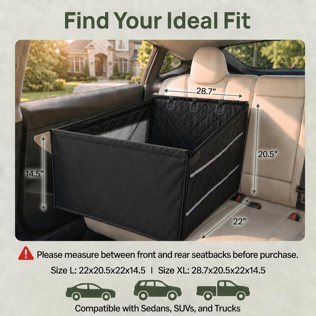 RYNVALE Large Medium Dog Car Seat, Half Back Seat Extender for Dogs