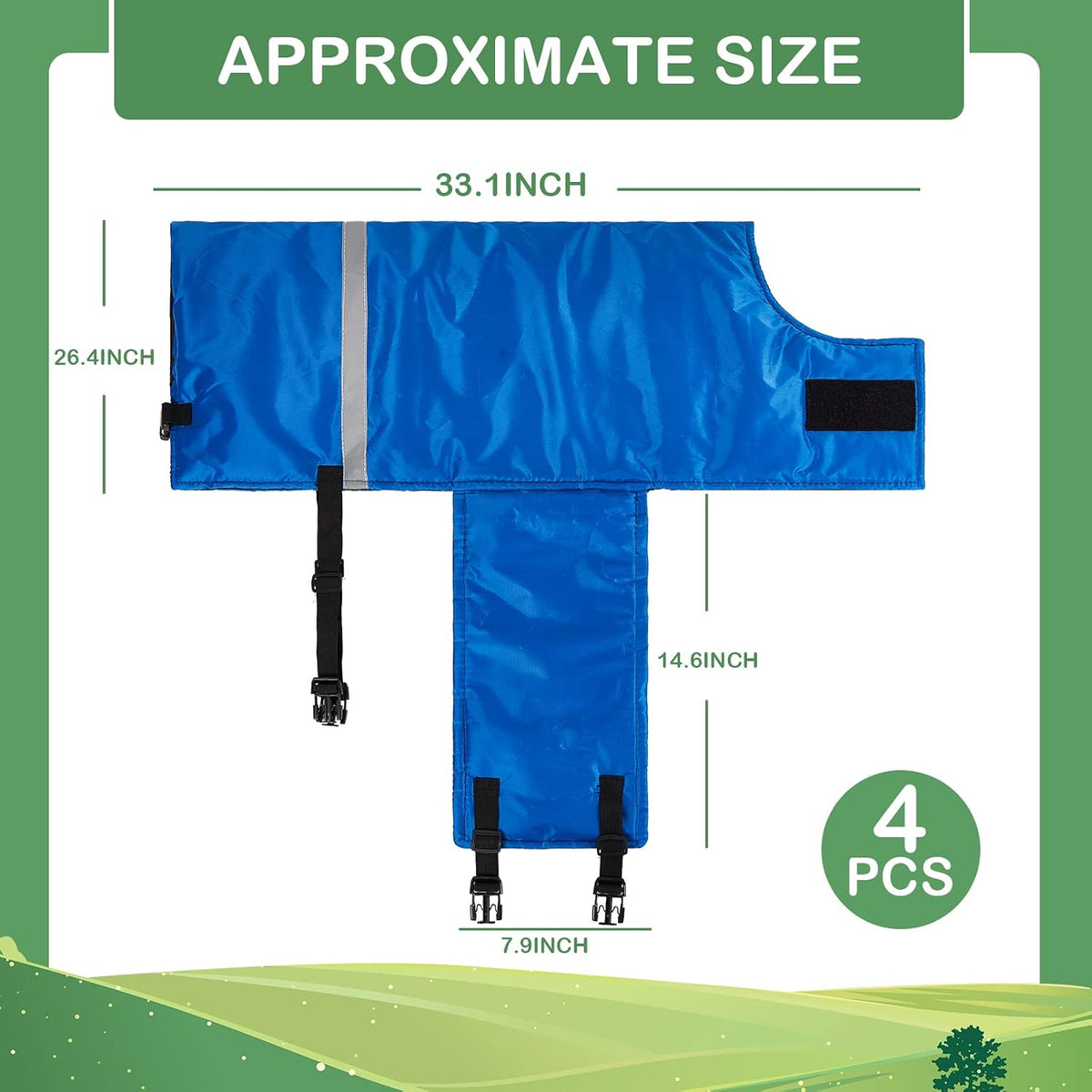 4 Pcs Calf Blanket Coat Jacket Waterproof Windproof Warm, Blue