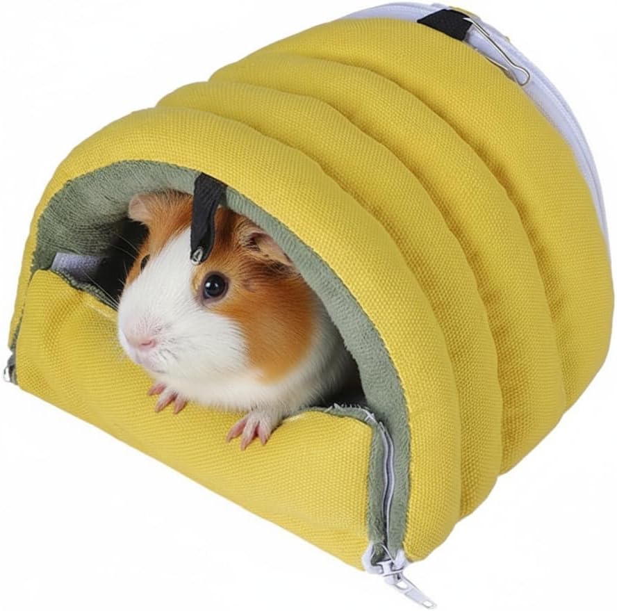 Small Animal Cave, Hanging Guinea Pig Hideout with Hook & Loop Fastener & 2Pcs Hooks, Detachable Small Animals Bed for Guinea Pigs, Chinchillas, Bunnies, Hamsters