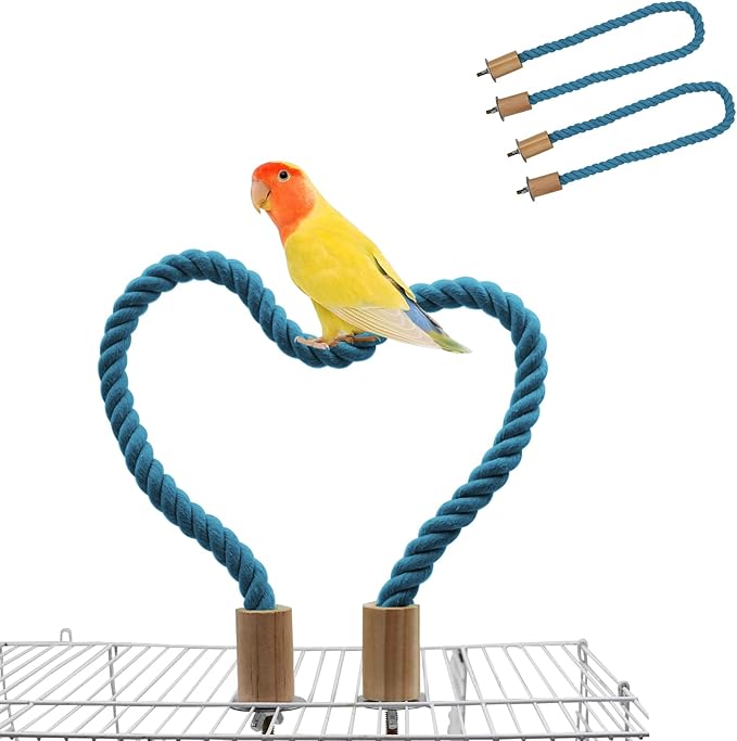 2 Pack Bird Rope Perch & Swing, Bird Cage Stand Pole Accessories, Climbing Toy by Dnoifne