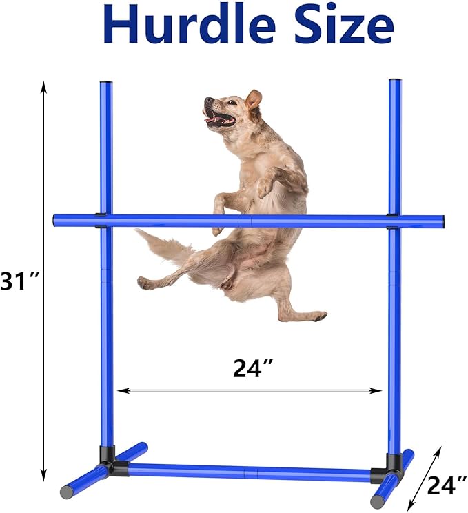 6 Weave Poles & 2 Hurdle Dog Agility Set, Indoor & Outdoor Training Equipment - Image 6