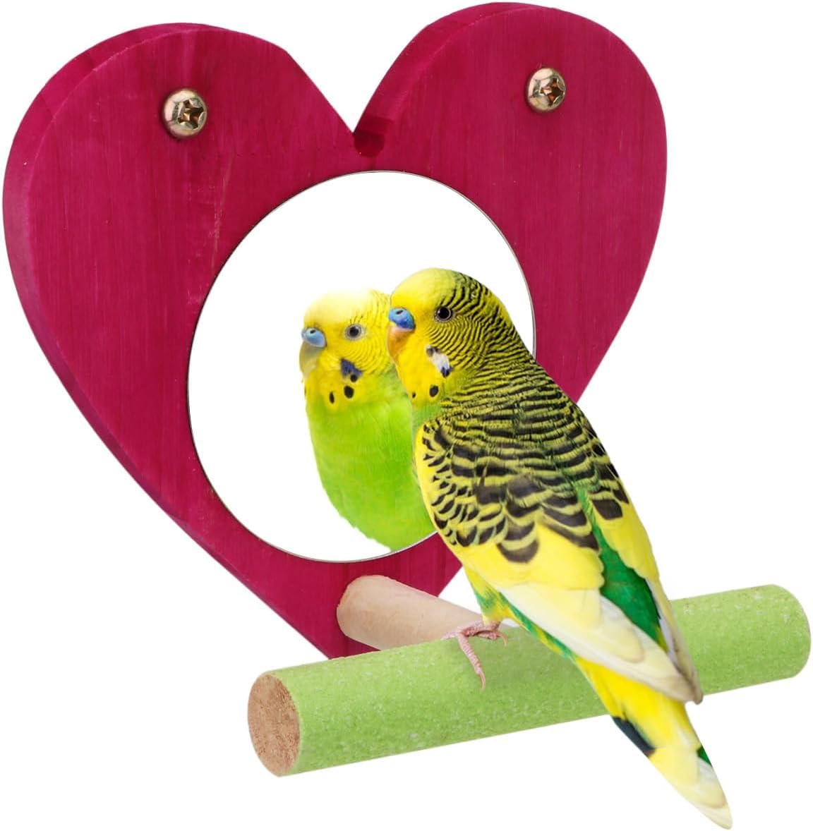 Hypeety Bird Mirror Toy with Perch Cage Standing Perch Wood Toy for Parrots