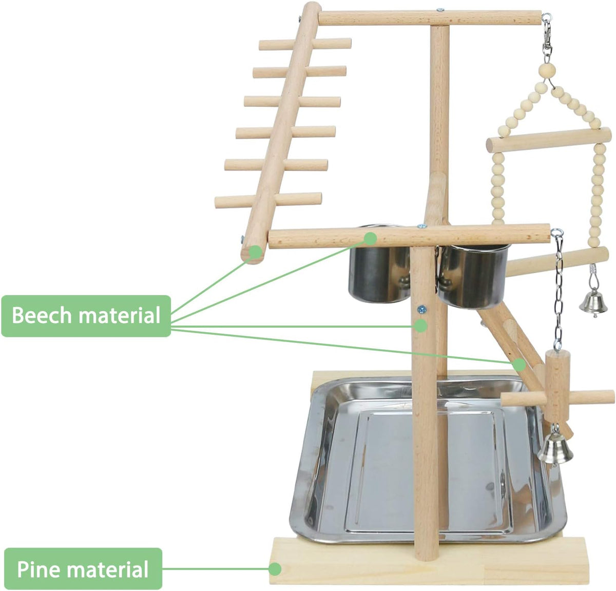Parrot Playstand Bird Playground Wood Perch Stand