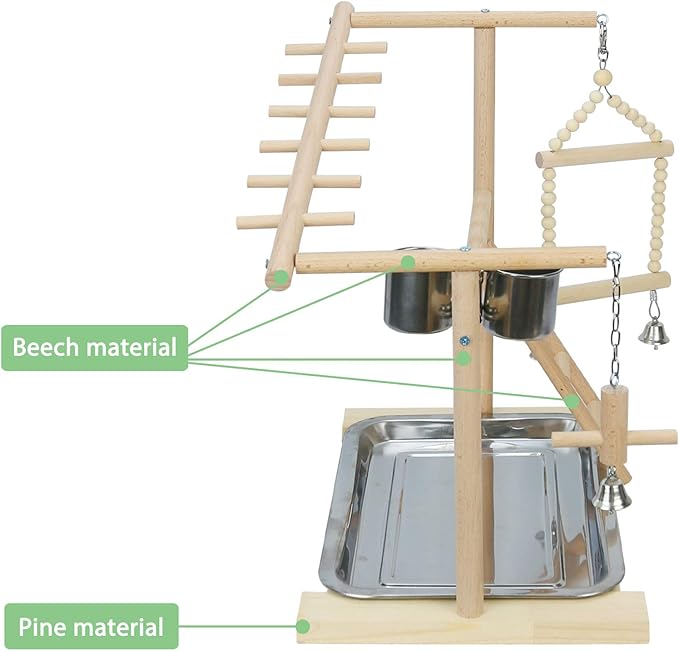 Parrot Playstand Bird Playground Birdcage Wood Perch Stand Ladder Swing - Image 6
