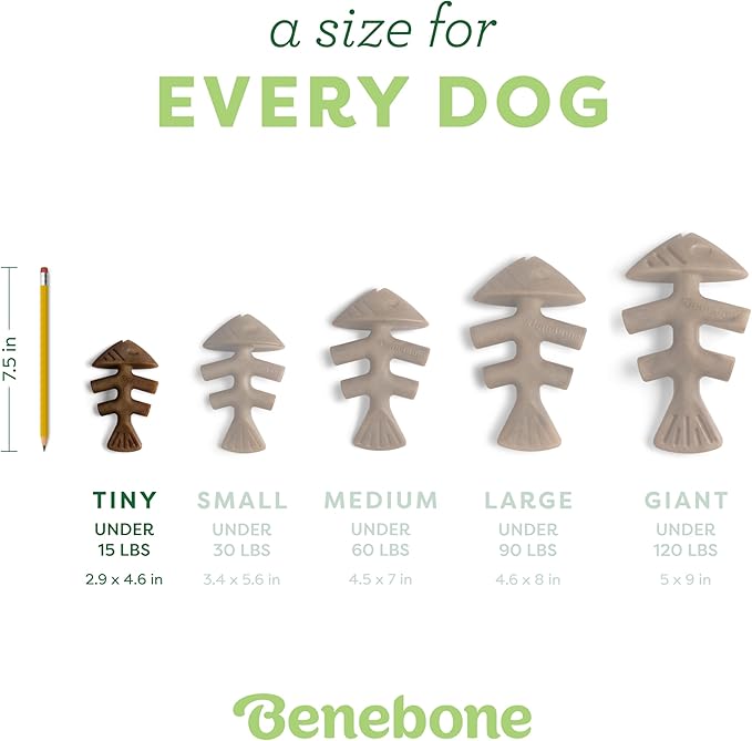 Benebone Tiny 2-Pack Fishbone Durable Dog Chew Toys, Real Fish Flavor, Made in - Image 4