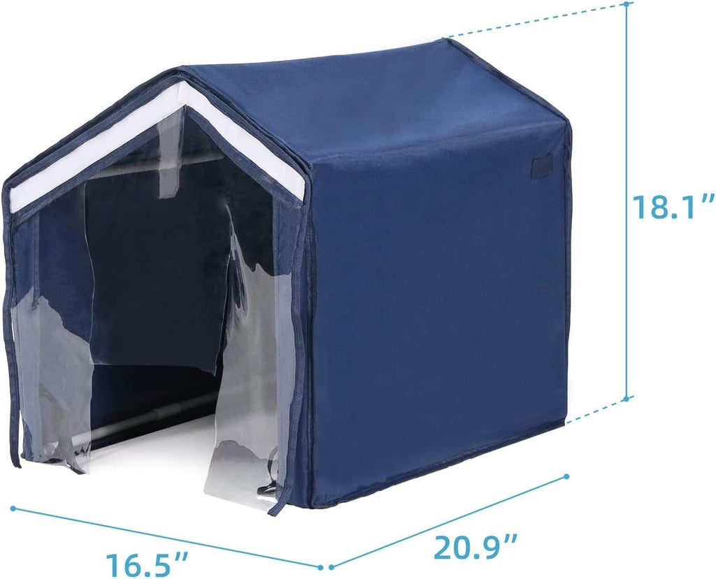 Foldable Cat Privacy Enclosure with Splash Guard – Navy Blue Hidden Pet Toilet Furniture with Scoop Holder, Odor Control & Transparent Door Curtain for Small/Medium Cats(Blue Cover only)