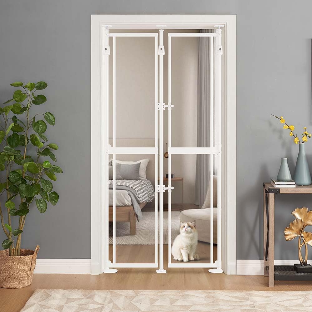 unipaws 75" High Extra Tall Cat Safety Gate for Narrow Space, No Drilling