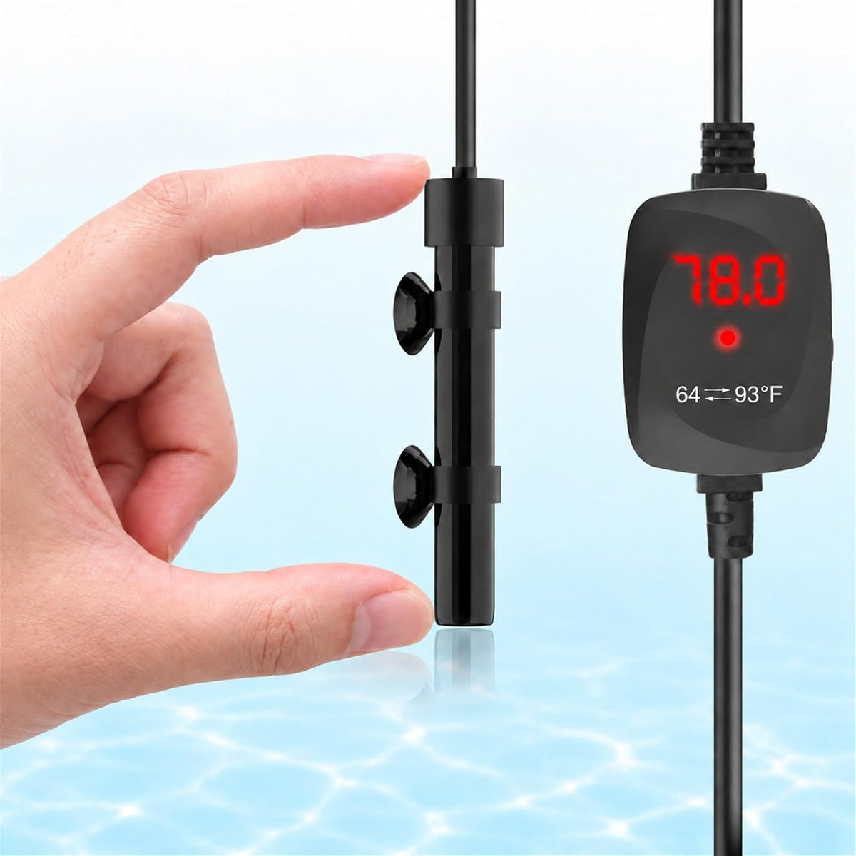 Thumb-Sized 25W Super Mini Aquarium Heater with Digital Display Thermostat