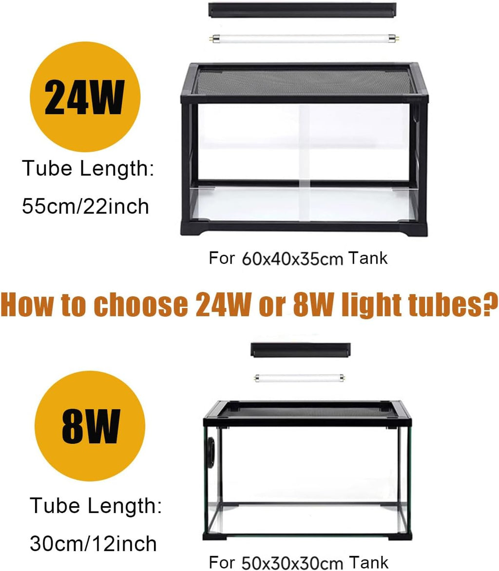 3 Pack 12in T5 High Output 8W 5.0 UVA UVB Reptile Lamp Tube Triple Pack Full Spectrum Sun Light Bulb for Various Reptiles & Amphibians