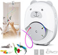 Interactive Cat Toys for Indoor Cats, Automatic Rechargeable Hanging Feather Wand with Flying Motion, 4 Packs Replaceable Accessories, Exercise Enrichment Toy for Cats, Long-Lasting USB Charging