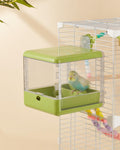 septillar Bird Feeder and Bath for Cage, Hanging Bird Bathtub Bath Shower Box Bowl, Bird Cage Accessories Suitable for Small Medium Birds, Parrots, Lovebirds, Finches, Parakeets, Mannikin (Green)