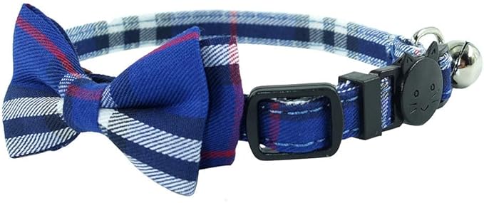 Cat Collar Breakaway with Bell and Bow Tie, Plaid Design Adjustable Safety - Image 4