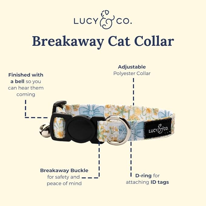 Lucy & Co. Sunshine and Daffodils Breakaway Cat Collar, Adjustable Safety - Image 2