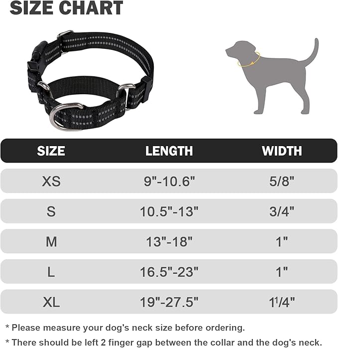Hikiko Martingale Collar for Dogs Reflective Nylon Dog Collar - Image 5