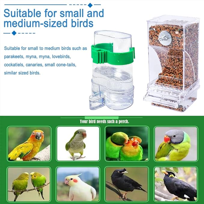 Hamiledyi No Mess Bird Feeders Automatic Parrot Feeder Drinker Acrylic Seed - Image 7