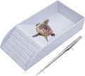 kathson Tortoise Water Dish with Ramp and Basking Platform, Reptile Water Bowl Turtle Soaking Tub Hermit Crab Bathing Pool for Amphibians Habitat Accessories (White)