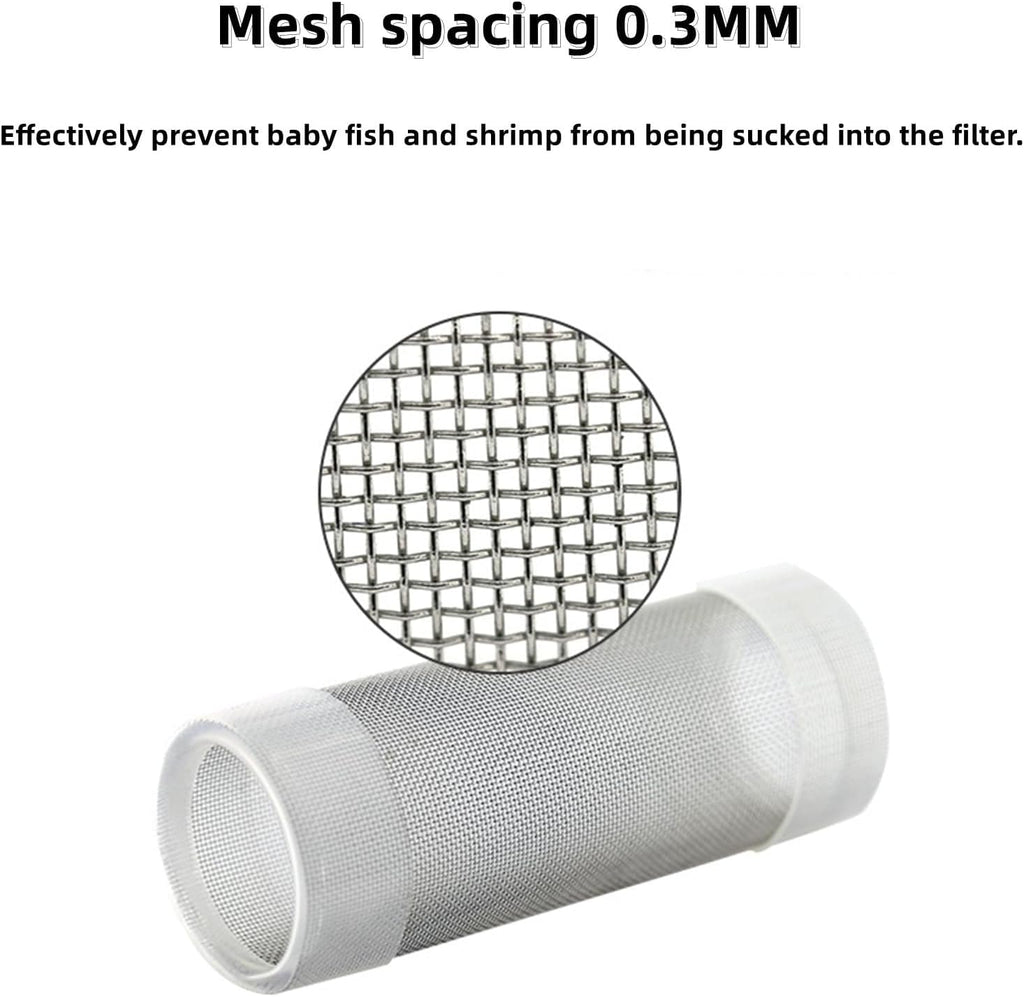 Aquarium Intake Filter Mesh Fine Pore Guard Cover for Shrimp Fish Tank Stainless Steel L 1 Pack