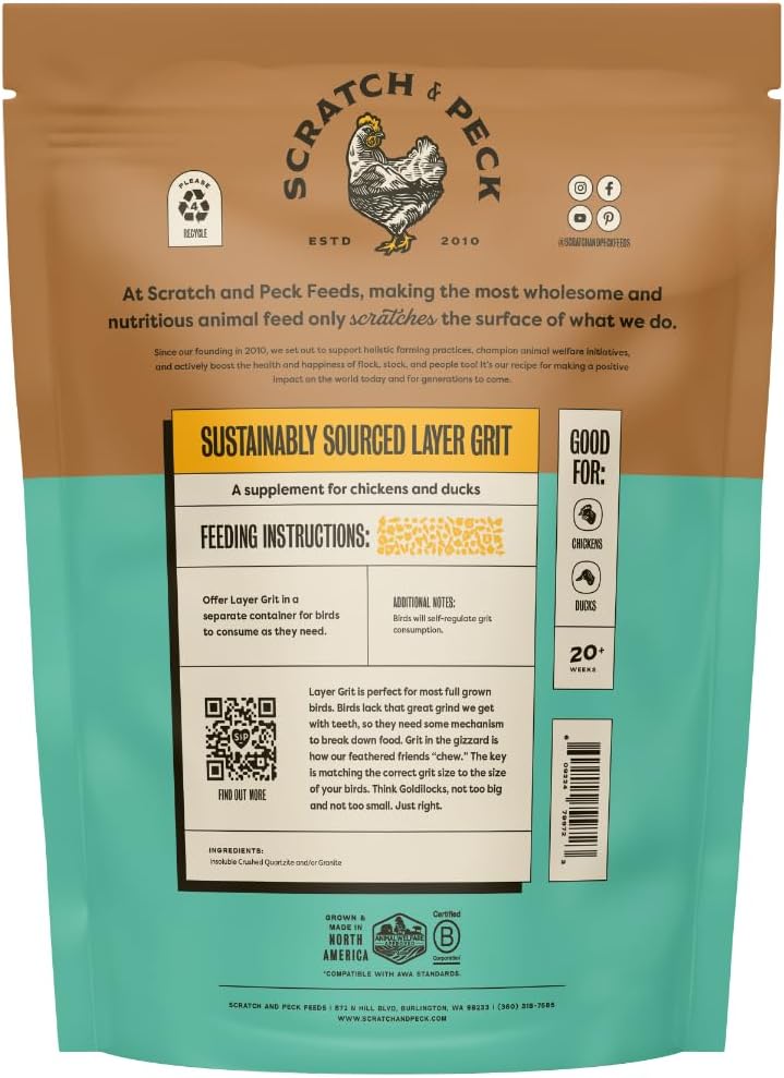 Scratch and Peck Feeds | Layer Grit for Chickens & Ducks | 7 lb Pouch