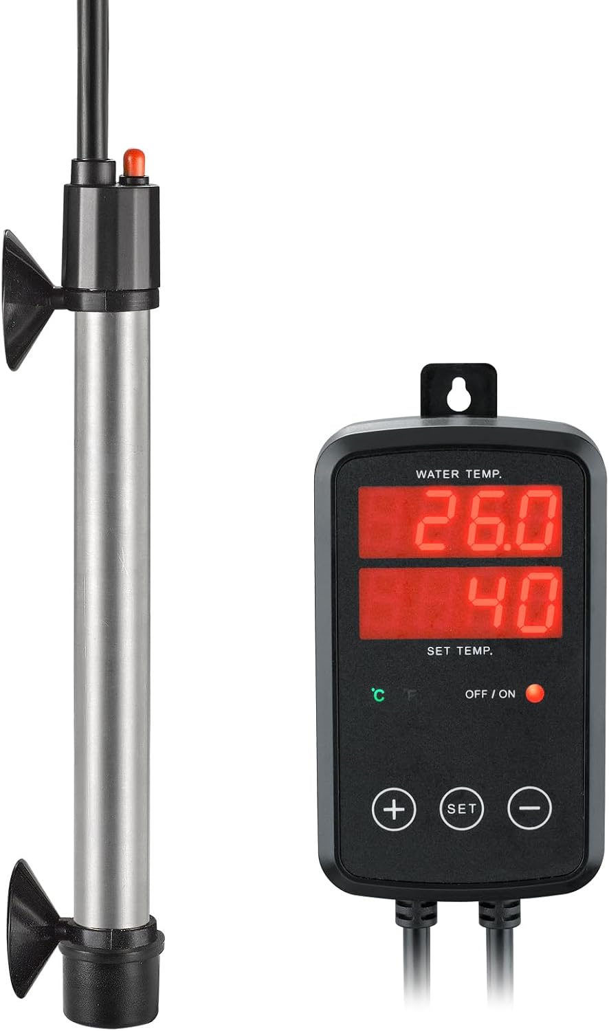Titanium Aquarium Heater 200W, Submersible Fish Tank Heater with Digital Display Temperature Controller, 0℃-40℃ Adjustable, Fast Heating for 20~40 Gal Saltwater Freshwater, MX-9016(200W)